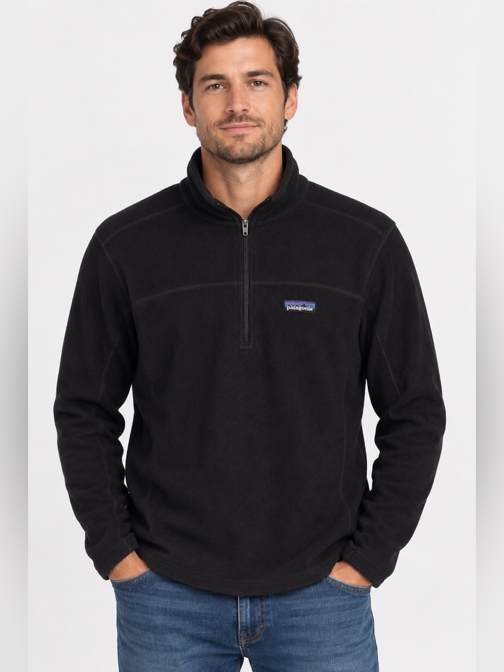 Patagonia Men’s L Micro D 1/4 Zip Black Fleece Cramer Embroidered